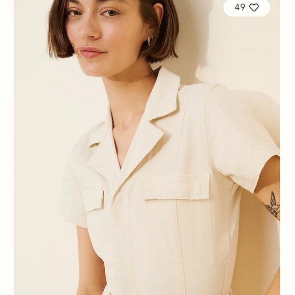 Pistola Cream Short-Sleeve Jumpsuit, 70’s Vibes, Anthropologie, Like New - Picture 3 of 7